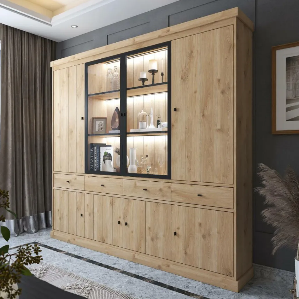 Ygo Vitrinekast CASTELLO B240 Lichte Eik| Vitrinekasten