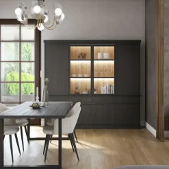 Ygo Vitrinekast CASTELLO B240 Zwarte Eik| Vitrinekasten