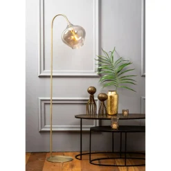 Ygo Vloerlamp RAKEL Ant. Brons/Glas Smoke| Vloerlampen