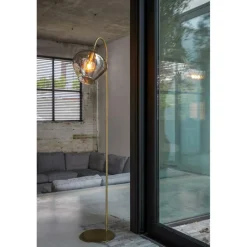 Ygo Vloerlamp RAKEL Ant. Brons/Glas Smoke| Vloerlampen