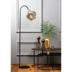 Ygo Vloerlamp RAKEL Mat Zwart/Glas Smoke| Vloerlampen