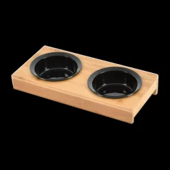 Ygo Voederbak HARO 2Del. Zwart/Bamboe| Voederbakken