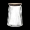 Ygo Voorraadpot ACARA Ribbel Glas/Acacia M| Bewaaraccessoires