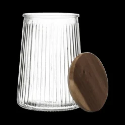 Ygo Voorraadpot ACARA Ribbel Glas/Acacia M| Bewaaraccessoires