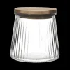 Ygo Voorraadpot ACARA Ribbel Glas/Acacia S| Bewaaraccessoires