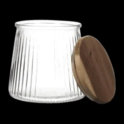 Ygo Voorraadpot ACARA Ribbel Glas/Acacia S| Bewaaraccessoires
