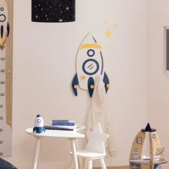 Ygo Wandkapstok IN SPACE Raket Hout| Decoratieve Accessoires|Tapijten