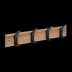 Ygo Wandkapstok STANGH 4 Haken Hout/Zwart| Opbergen