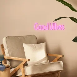 Ygo Wandlamp GOOD VIBES Neon Roze| Decoratieve Accessoires|Kinderverlichting