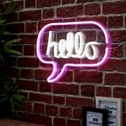 Ygo Wandlamp HELLO Acryl Roze/Wit| Kinderverlichting|Decoratieve Accessoires