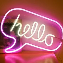 Ygo Wandlamp HELLO Acryl Roze/Wit| Kinderverlichting|Decoratieve Accessoires