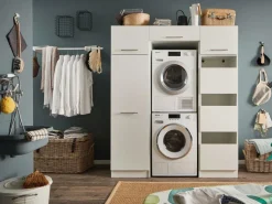 Ygo Wasruimteset LAUNDRY: Bergkast + Opzetkast smal X2 + Wasmachinekast hoog + Linnenkast| Wasruimte & Opbergkasten