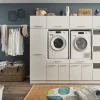 Ygo Wasruimteset LAUNDRY: Bergkast + Opzetkast smal X2 + Wasmachinekast laag X2 + Opzetkast breed X2 + Linnenkast| Wasruimte & Opbergkasten