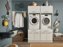 Ygo Wasruimteset LAUNDRY: Wasmachinekast laag X2 + Opzetkast breed X2| Wasruimte & Opbergkasten