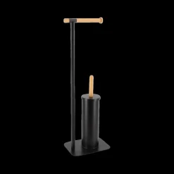 Ygo WC-borstel/Pap.Houder ATHOR Bam./Met. Zwart| Wastafelaccessoires